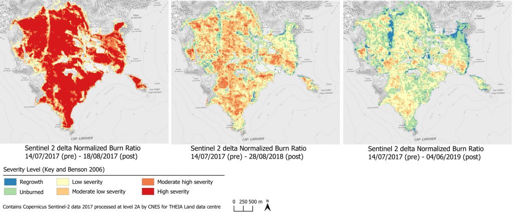 Vegetation monitoring after the La-Croix-Valmer fire of July 2017